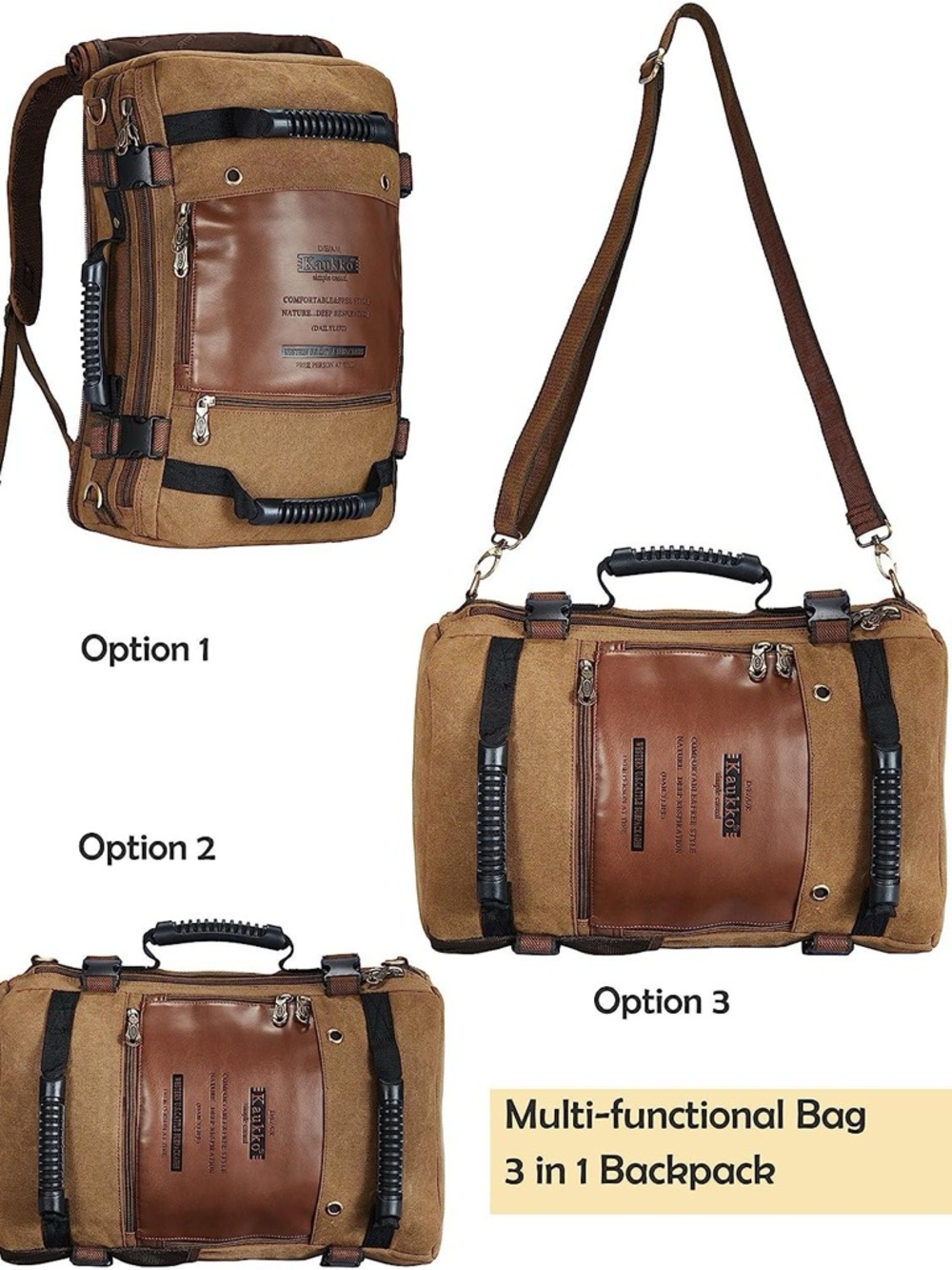 Canvas & Leather Travel Backpack in Brown